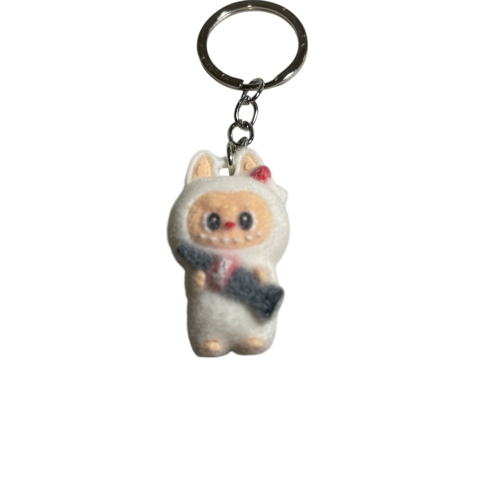 Fuzzy Labubu with Coke Bottle Keychain
